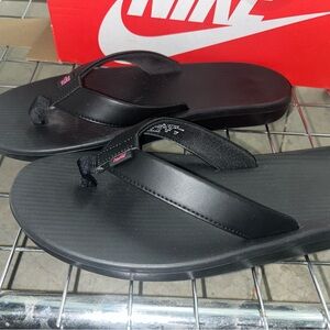 Nike Black and Pink Sandals